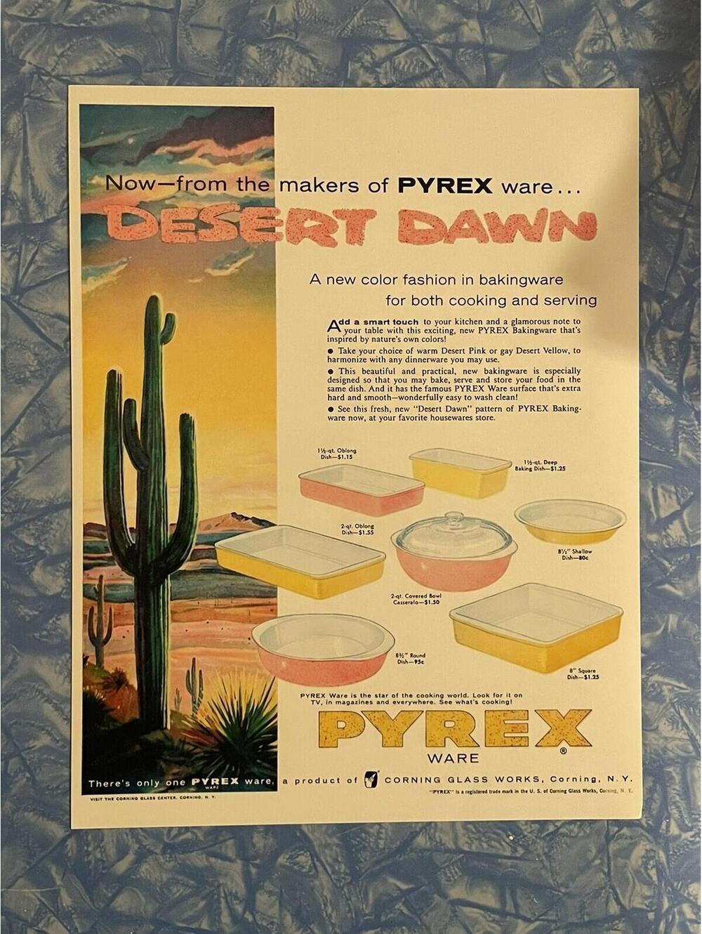 Pyrex Desert Dawn REPRINT 8.5"x11" Ad Sign Poster Promo Vintage Style 1949